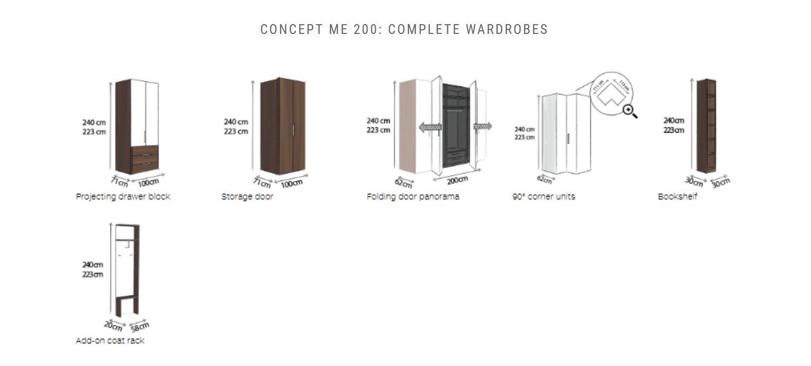 Nolte German Furniture Nolte Mobel Concept me 200 7515080 Complete Hinged Door Wardrobe with
