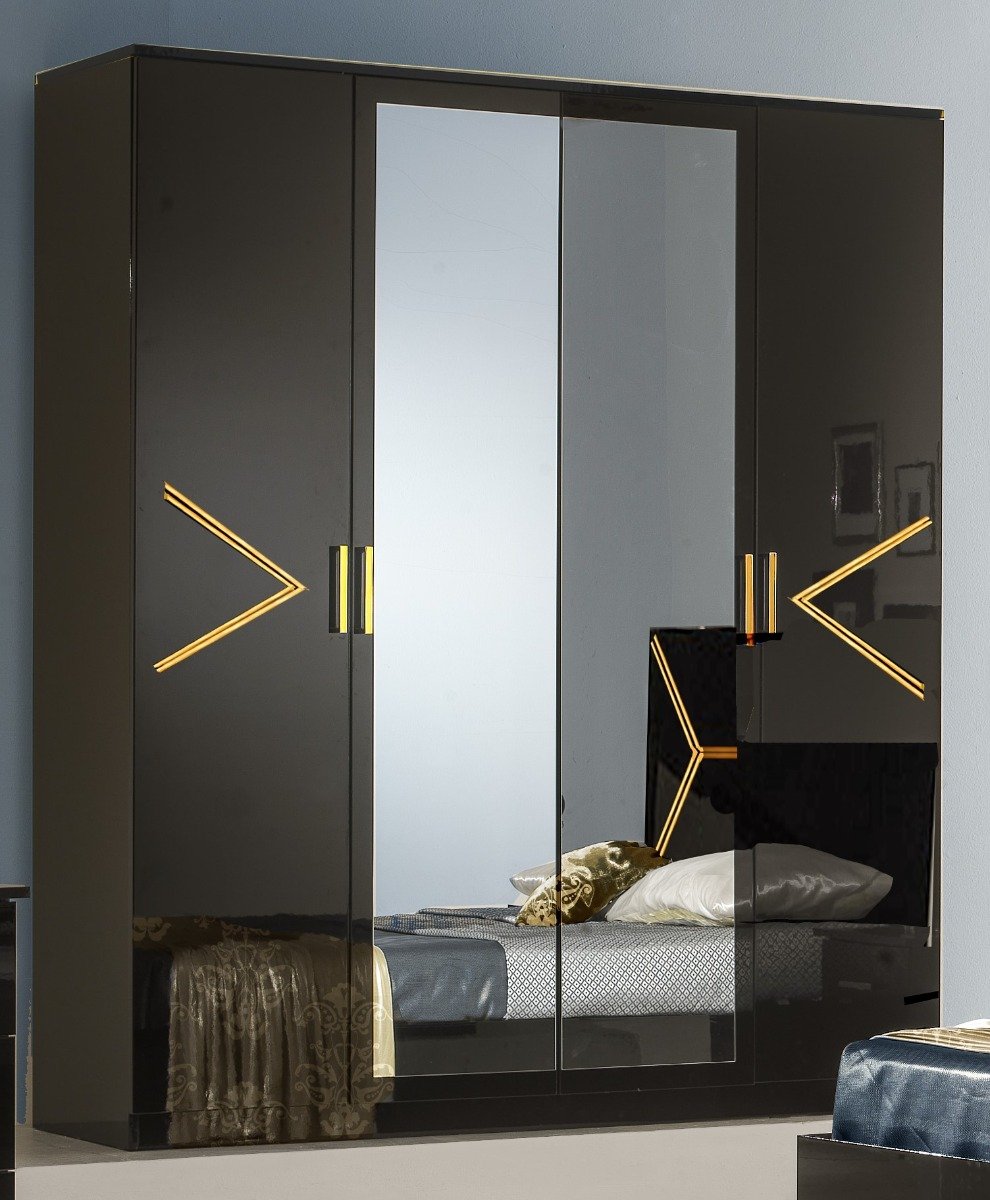 ben company elegance black gold 4 door wardrobe Dream Furnishings