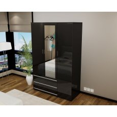 Regency 3 Door Wardrobe (High Gloss) Black