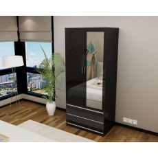 Regency 2 Door Wardrobe (High Gloss) Black