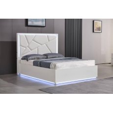 LED High Gloss Storage Bed With Padded Headboard