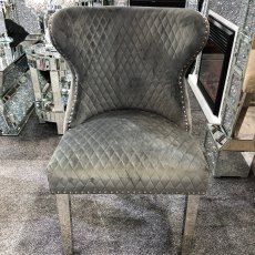 Valentino Grey Velvet Dining Chair Valentino Grey Velvet Dining Chair