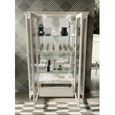 Camel Group Giotto Bianco Antico Curio Cabinet With Drawer and 2 LED Lights.
