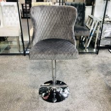 Valentino Grey Velvet Bar Stool Valentino Grey Velvet Bar Stool