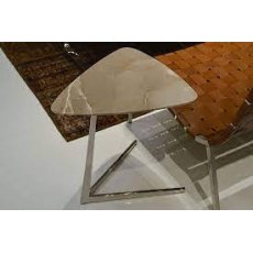 Stone International Plectrum Triangular Accent Table - Marble top and Polished Steel base Stone International Plectrum Triangular Accent Table - Marble top and Polished Steel base