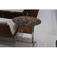 Stone International Flamingo Oval Accent Table  - Marble top and Polished Steel base
 Stone International Flamingo Oval Accent Table  - Marble top and Polished Steel base