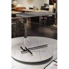 Stone International Flamingo Triangular Accent Table -Marble top and Polished Steel base Stone International Flamingo Triangular Accent Table -Marble top and Polished Steel base