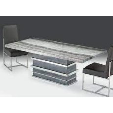 Stone International Saturn Extending Table Thin Flat Edge - Marble and Polished Stainless Steel Stone International Saturn Extending Table Thin Flat Edge - Marble and Polished Stainless Steel