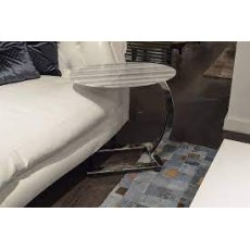 Stone International Swan Oval Accent Table with casters - Marble top and Polished Steel base
 Stone International Swan Oval Accent Table with casters - Marble top and Polished Steel base