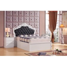 Francis High Gloss Storage Bed With Leather Headboard