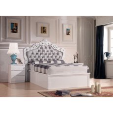 Francis High Gloss Storage Bed With Crushed Velvet Headboard