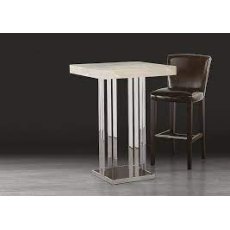 Stone International Elba Square Pub Table - Black Glass and Polished Stainless Steel Base Stone International Elba Square Pub Table - Black Glass and Polished Stainless Steel Base