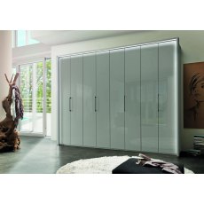 WIEMANN Monaco2000 8 Door Wardrobe with bi-fold doors in Pebble Grey Glass Finish WIEMANN Monaco2000 8 Door Wardrobe with bi-fold doors in Pebble Grey Glass Finish