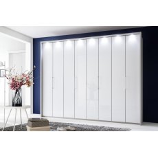 WIEMANN Monaco2000 8 Door Wardrobe with bi-fold doors in White Glass Finish WIEMANN Monaco2000 8 Door Wardrobe with bi-fold doors in White Glass Finish