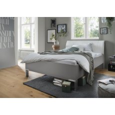 WIEMANN  Monaco 4000 Bed with Headboard cushion in faux leather pebble  Grey Finish WIEMANN  Monaco 4000 Bed with Headboard cushion in faux leather pebble  Grey Finish