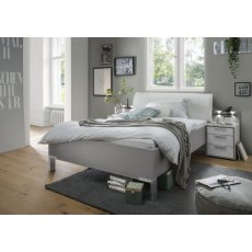 WIEMANN  Monaco 4000 Bed with Headboard cushion in faux leather pebble  Grey Finish