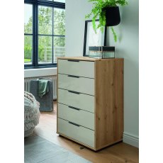 WIEMANN  Monaco 4000 Chest of Drawers with 5 drawers in Pebble Grey Finish WIEMANN  Monaco 4000 Chest of Drawers with 5 drawers in Pebble Grey Finish