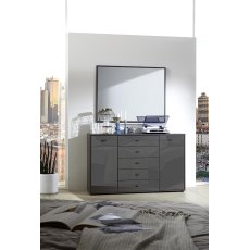 WIEMANN Tokio Bedside Combination dresser with 5 large pull-outs in Graphite Glass finish 