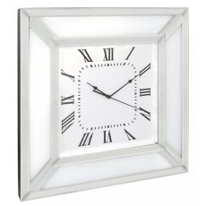 Stunning modern white plain mirrored wall clock with white glass border