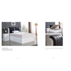 Rugby High Gloss Storage Bed With Leather Headboard