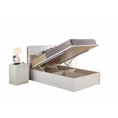 Rugby White High Gloss Storage Bed With White Slim Headboard