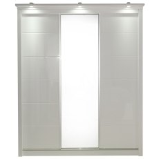 Rugby White High Gloss 3 Door Wardrobe With Light