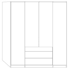 4 Door 2 Drawer 100cm with Front in Magnolia Glass