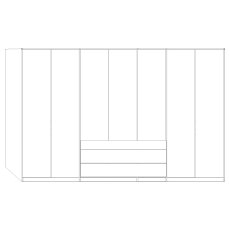 7 Door 3 Parsol Mirror Door and 4 Doors with 2 Drawers 150cm in White Glass 7 Door 3 Parsol Mirror Door and 4 Doors with 2 Drawers 150cm in White Glass