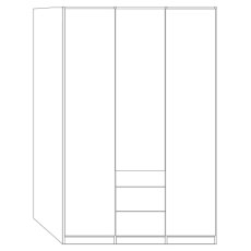 3 Door 1 Parsol Mirror Door and 2 Doors with 3 Drawers 50cm in Magnolia Glass