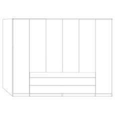 6 Door 4 Parsol Mirror Door and 2 Doors with 3 Drawers 200cm in White Glass 6 Door 4 Parsol Mirror Door and 2 Doors with 3 Drawers 200cm in White Glass