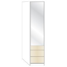 1 Door Left Hinged Parsol Mirror Door with 3 Drawers 50cm in Carcase Colour