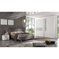 Euro Design Levante Sliding Door Wardrobe White With Grey Highlight
