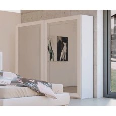 Euro Design Chanel White Ash 2 Door Sliding Wardrobe With Mirror
