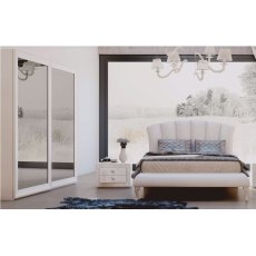 Euro Design Chanel White Ash 2 Door Sliding Wardrobe With Mirror