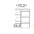 Drawer insert with 3 drawers and wooden front for compartment width 72.2 cm W 72.3cm x H 89cm x D 51.5cm