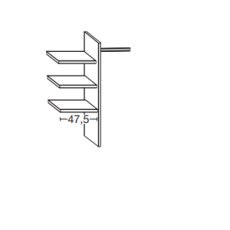 Laundry Shelf Insert consisting of 3 adjustable shelves, 1 hanging rail, 1 mid panel for compartment width 72.2 cm  W 72.3cm x H 137 cm x D 51.5cm