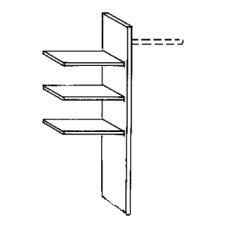 Laundry shelf insert,
consisting of:
3 adjustable shelves,
1 clothes rail,
1 centre panel