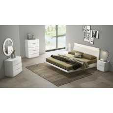 Eleanor White High Gloss Bed With LED Lights