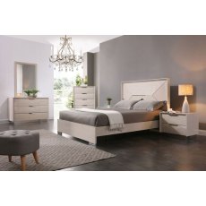 Lucia High Gloss Cream Walnut Bed