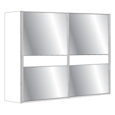 2 Door Sliding Wardrobe with Pebble Grey Glass, all doors with 5 Panels