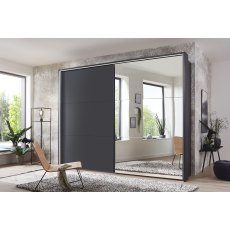 Wiemann Korfu 200 cm 2 Door Sliding Wardrobe In Basalt Carcase And Facing Left Mirror Wiemann Korfu 200 cm 2 Door Sliding Wardrobe In Basalt Carcase And Facing Left Mirror