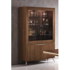 Saltarelli Emozioni Walnut 2 Door Display Cabinet With Wooden Back