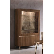 Saltarelli Emozioni Walnut 2 Door Display Cabinet With Upholstered Back