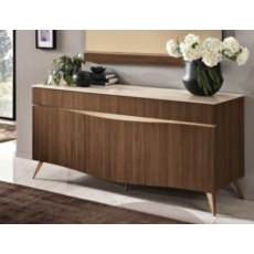 Saltarelli Emozioni Walnut 3 Door Console With Marble Top and Wooden Drawers