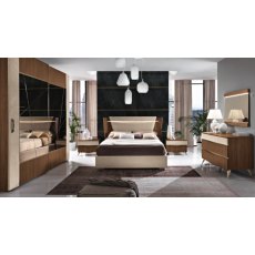 Saltarelli Emozioni Walnut 2 Door Mirror Wardrobe With Upholstered Bands