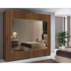 Saltarelli Emozioni Walnut 2 Door Mirrored Wardrobe With Wood Bands Saltarelli Emozioni Walnut 2 Door Mirrored Wardrobe With Wood Bands