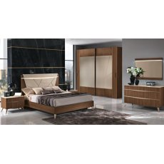 Saltarelli Emozioni Walnut 2 Door Mirrored Wardrobe With Wood Bands