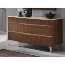 Saltarelli Emozioni Walnut Dressing Table With Marble Top and Wooden Drawers