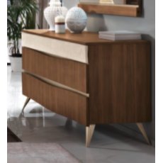 Saltarelli Emozioni Walnut Dressing Table With Wooden Top and Upholstered Drawer
