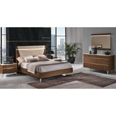 Saltarelli Emozioni Walnut Night Stand With Marble Top and Wooden Drawers